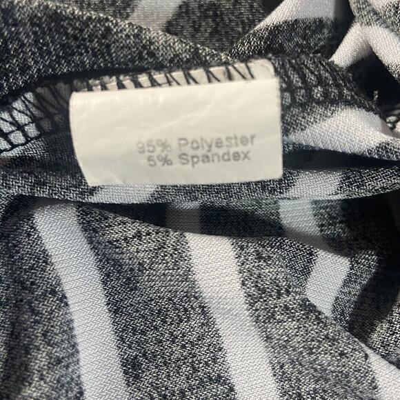 Ninedaily Blouse Black White Stripe 3/4 Sleeve Button Zipper Front Plus Size 2XL - Picture 6 of 11